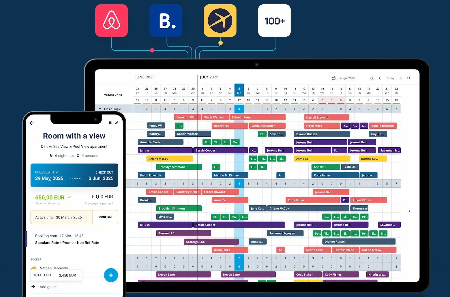 PMS calendar and channel manager (Rentlio)